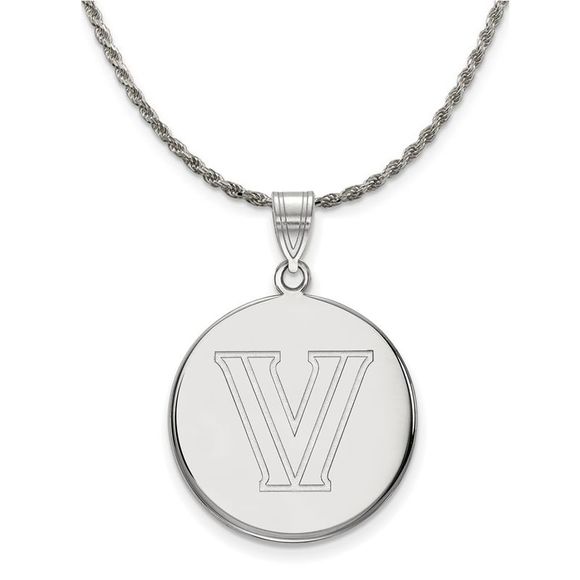 Sterling Silver Villanova U. Wildcats Lg Disc Necklace - 20 In